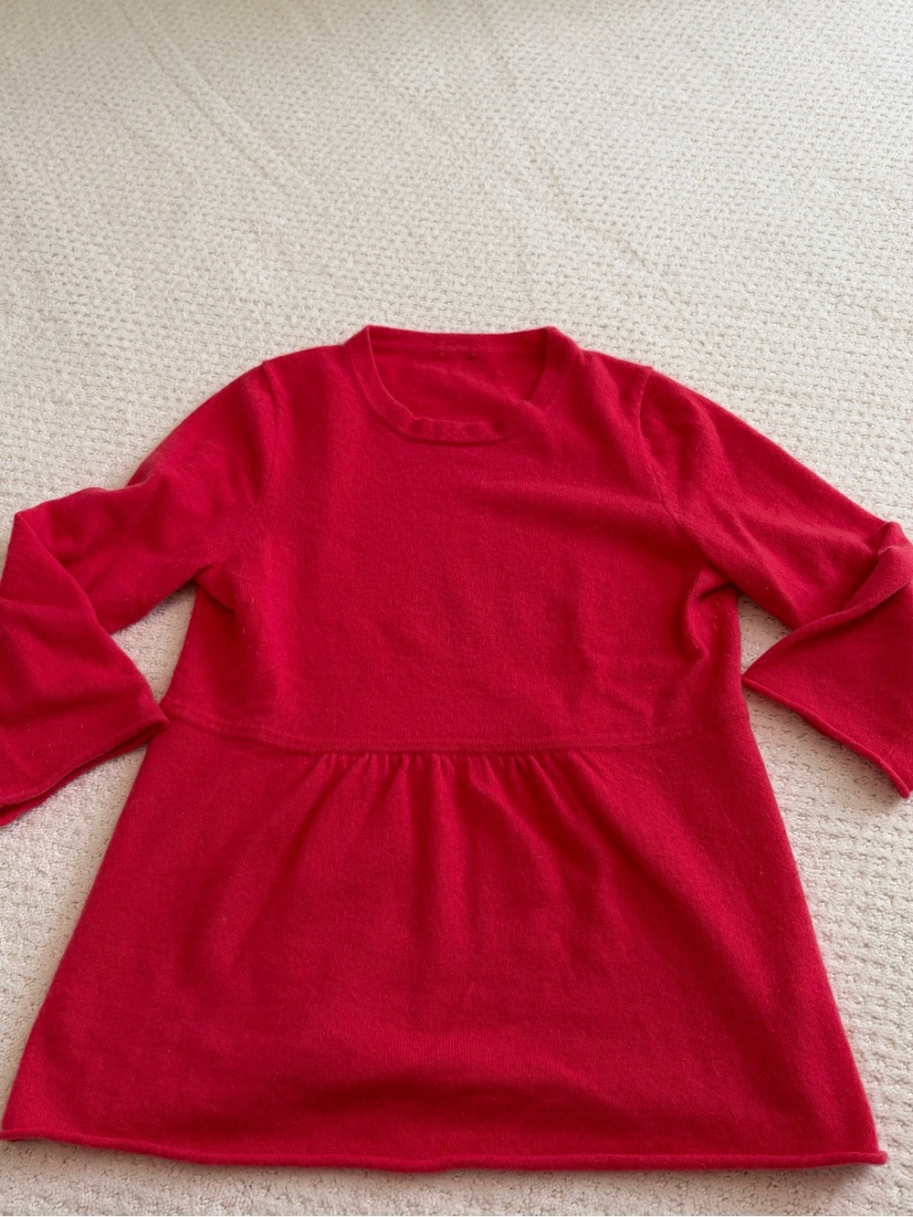 J Crew Women’s 100% Cashmere Red Femme Peplum Divina Empire Sweater